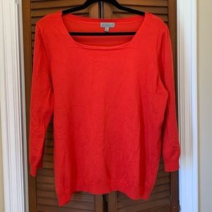 Joseph A Red Box Neck Sweater Blouse